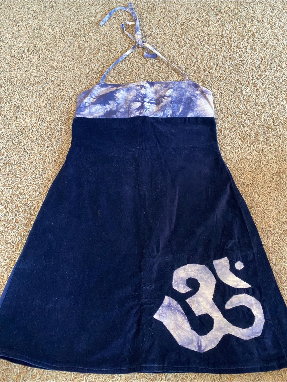 Women's Halter Tie-Dye and Navy Midi Dress S